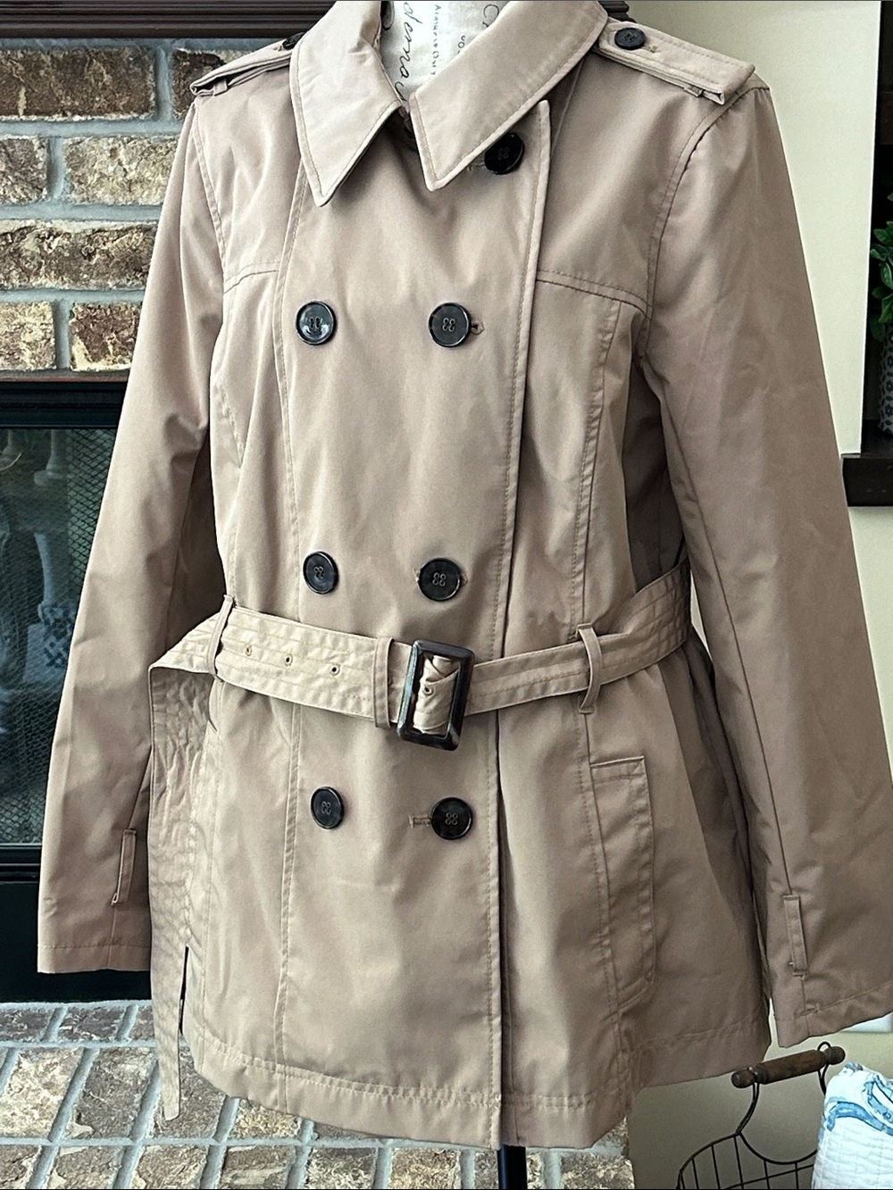 Women’s Worthington Tan Double-Breasted Trench Coat with Belt Extra Large